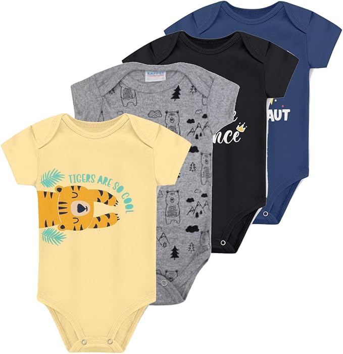 Kit 4 Body Manga Curta Roupa Infantil Bebê Recem Nascido a 12 meses Inverno Verão Estampado.