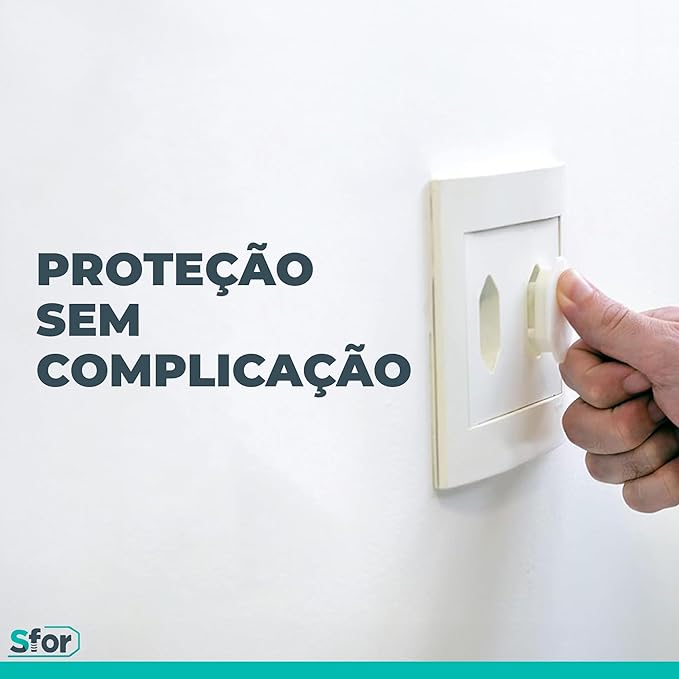 Sforplast Sfor | Protetor De Tomada Branco | 50 Peças | Proteção Para Bebês E Crianças.