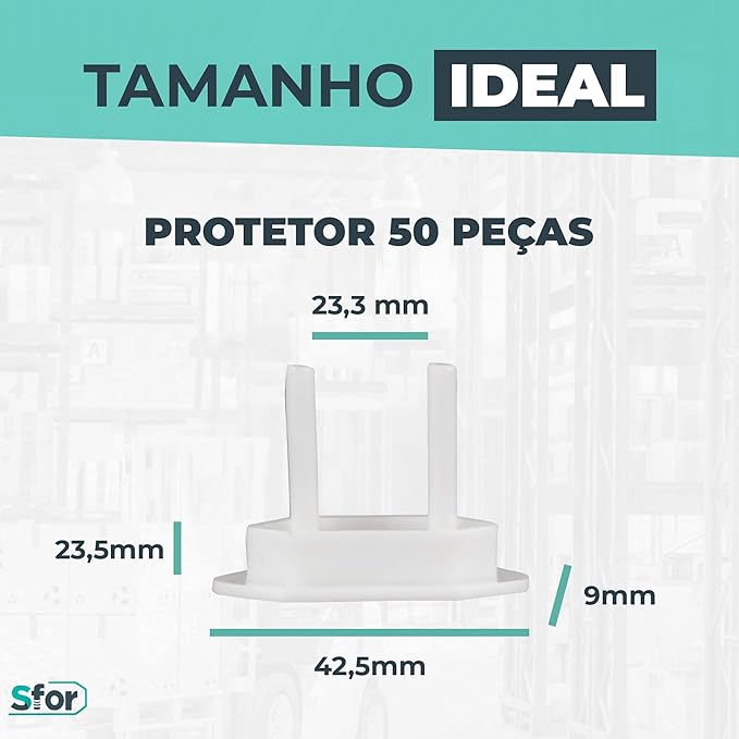 Sforplast Sfor | Protetor De Tomada Branco | 50 Peças | Proteção Para Bebês E Crianças.