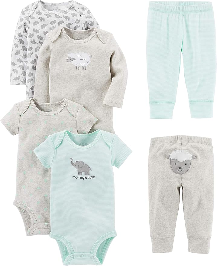 Simple Joys by Carter's Conjunto de 6 peças para bebês meninos (manga curta e comprida) e calça.